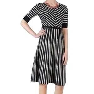 Boden Amelia Striped Fit & Flare Skater Wool Blend Knit Dress Women Sz 4L UK 8L